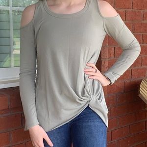 Cold Shoulder Sage Top